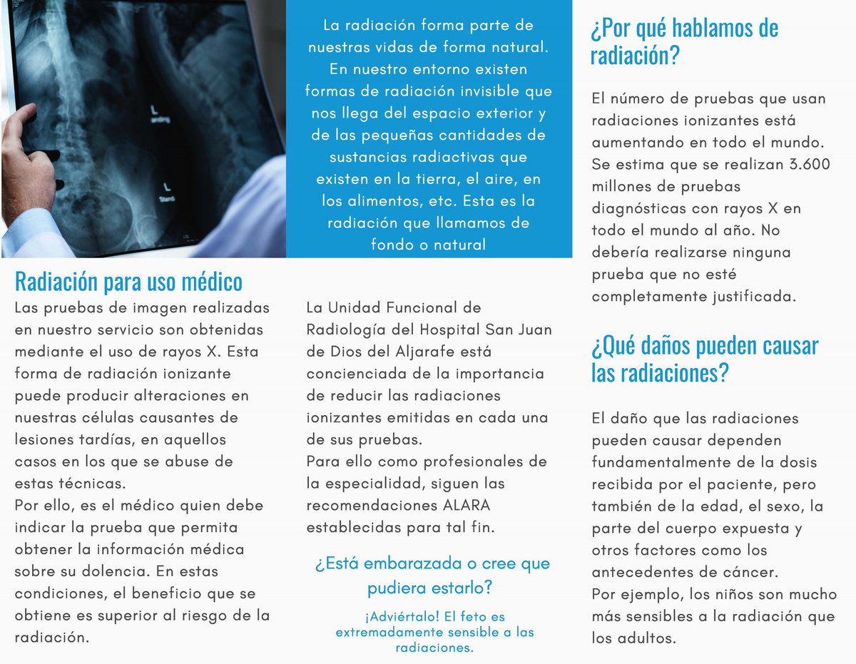 HSJD_Aljarafe's tweet photo. Informar sobre los efectos de las radiaciones ionizantes y concienciar sobre la necesidad de reducir pruebas de imagen innecesarias, es el objetivo de esta guía editada por el servicio de Radiología de nuestro centro. https://t.co/rELFpykDDA