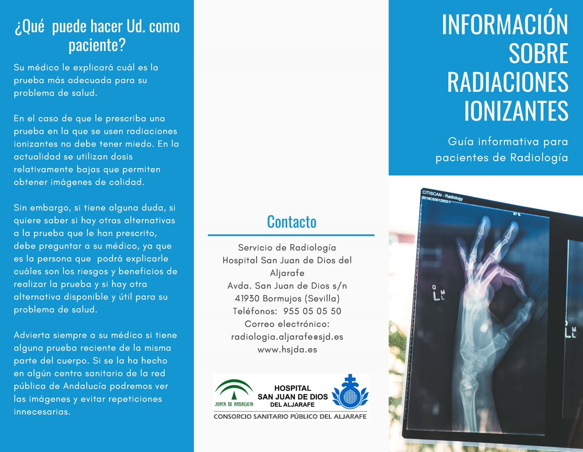HSJD_Aljarafe's tweet photo. Informar sobre los efectos de las radiaciones ionizantes y concienciar sobre la necesidad de reducir pruebas de imagen innecesarias, es el objetivo de esta guía editada por el servicio de Radiología de nuestro centro. https://t.co/rELFpykDDA