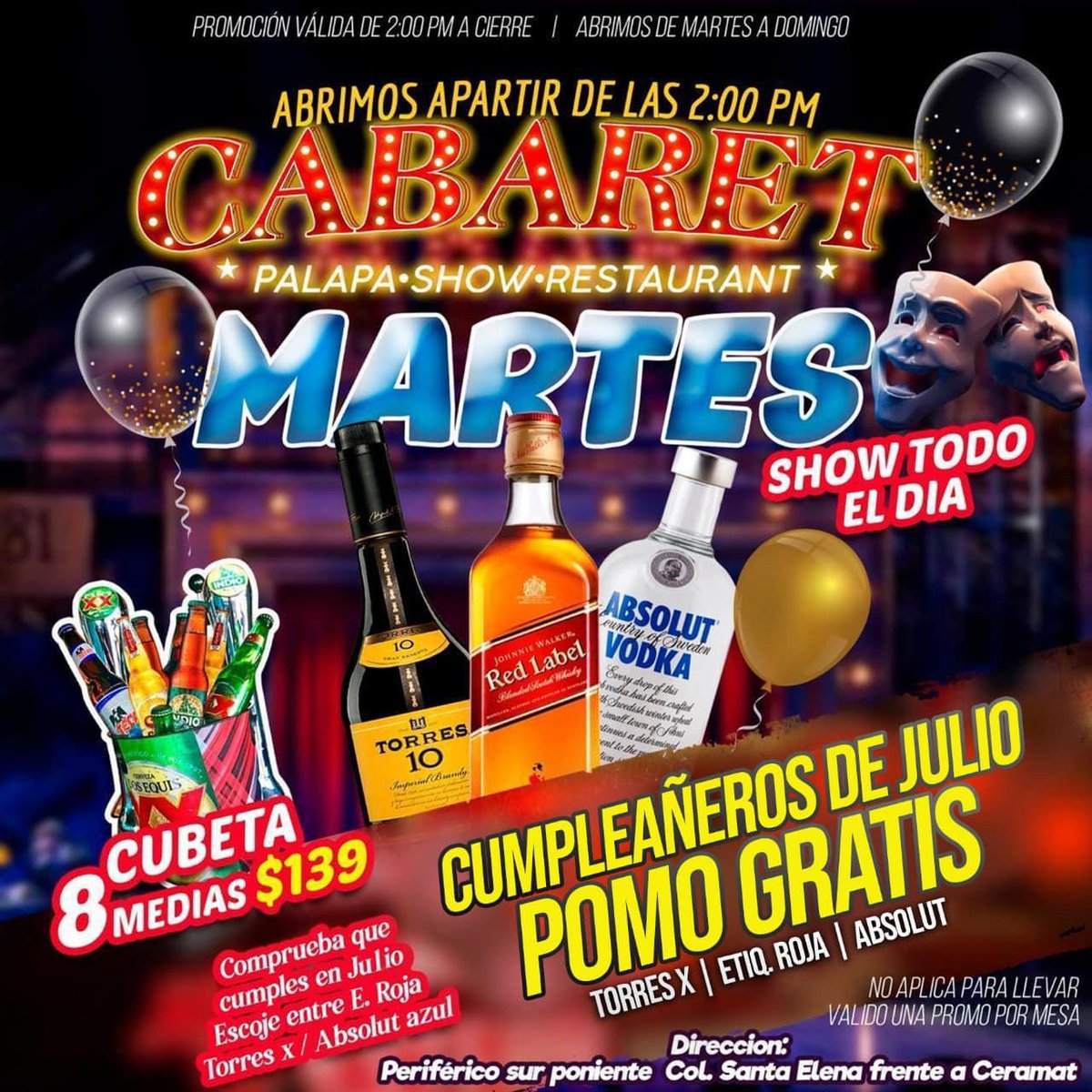 Maurici51153200's tweet photo. 🏁MARTES DE CUMPLEAÑEROS DEL MES EN PALAPA SHOW CABARET🏁
NO IMPORTA EL DIA SOLO EL MES #JULIO PARA OBTENER #POMOGRATIS. & #COPAGIGANTE.Y MUCHAS SORPRESAS MAS TE ESPERAN!! 🚦NO TE LO PUEDES PERDER🚦 RSV:9612364768 @AnunciaTGZ @PalapaCabaret https://t.co/zZM9sffmsZ