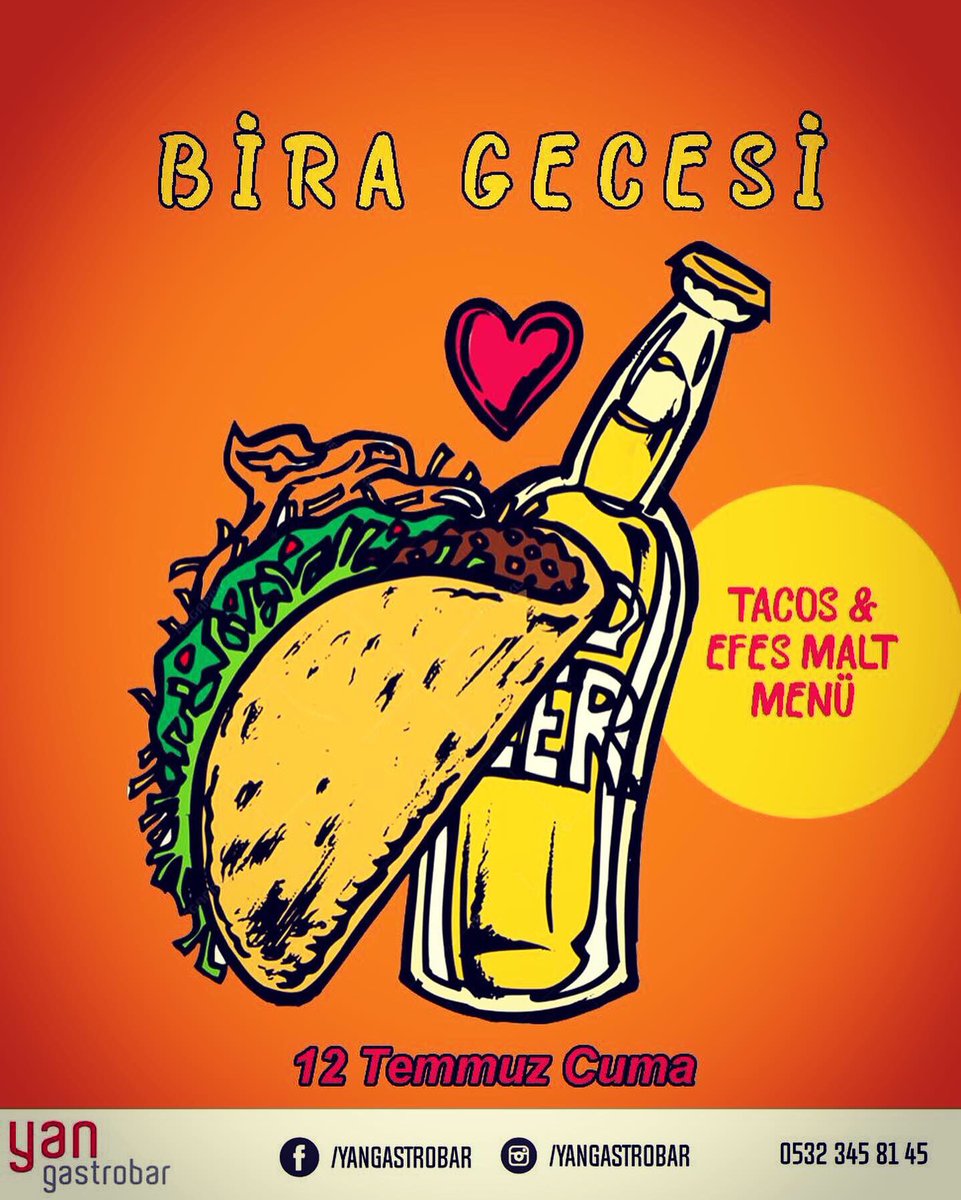 yangastrobar's tweet photo. Huzurlu,neşeli ve bol müzikli bir hafta olsun...
Bu hafta sonu Yan'da...
12 Temmuz Cuma
“Bira Gecesi”
22:00-01:00 arası Tacos&amp;Efes Malt(50 cl) menü
13 Temmuz Cumartesi
“Nikki Wild” @nikkiwild 
#yangastrobar #yanlıyoruz #cihangirinengüzelyanı #cihangir #taksim #events https://t.co/H6RHqgYGX6