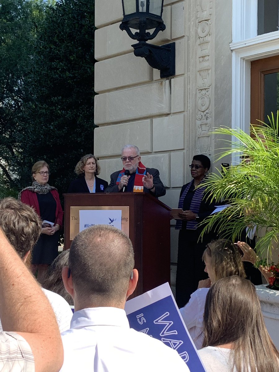 SojoPeace's tweet photo. @jimwallis speaking at the #NoWarWithIran press conference this morning. Over two hundred faith leaders have signed this letter calling the nation back from the brink and demanding #NoWarWithIran. You can sign it here: https://t.co/EOmG0Z9NkQ https://t.co/e5tPzvFvAi