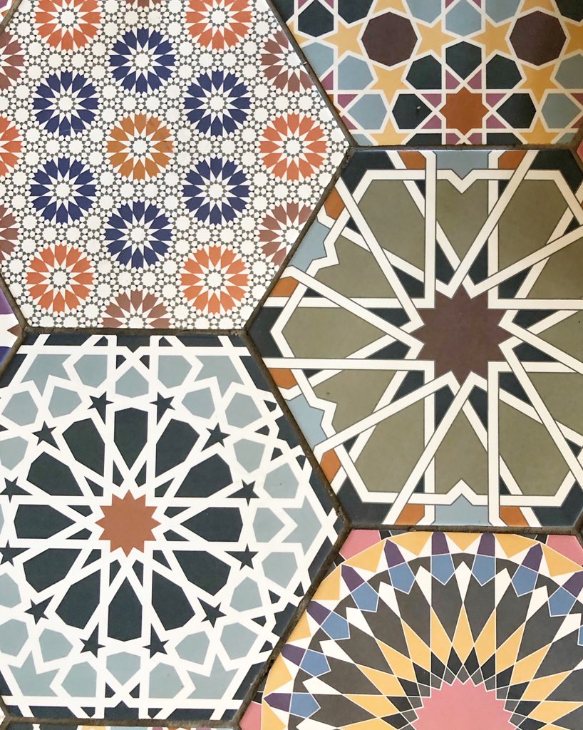 lizlmari's tweet photo. Absolutely in love with this #Morocan inspired #tiles spotted in a #restaurant! #floorfinish #interiordesign #colourinarchitecture #colour https://t.co/09TusUdVgo