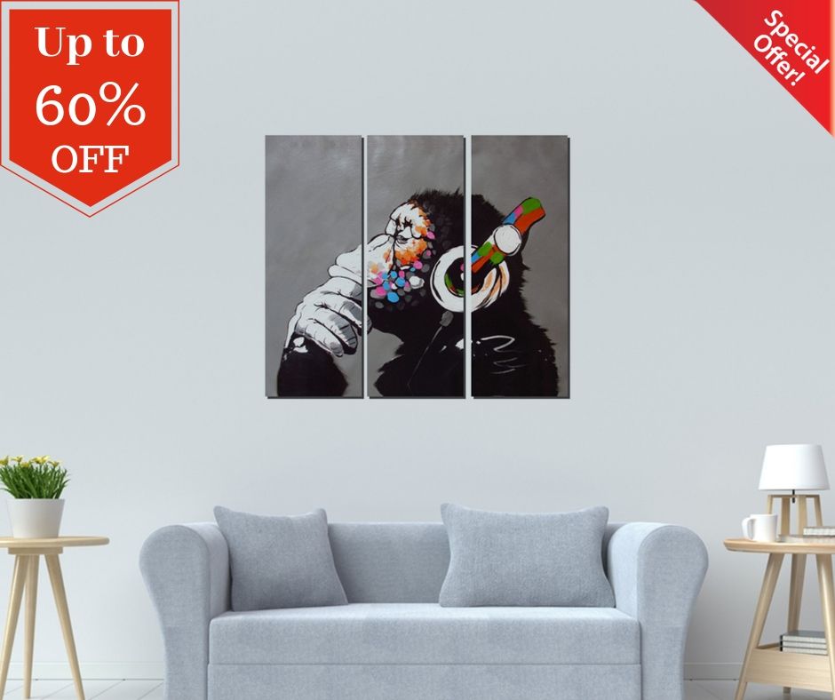 CanvasBubble's tweet image. Buy an Amazing Split Canvas of Gorilla with Headphone at 60% off + 10% Extra. We provide customizable canvas wall art which would look amazing on your walls. USE CODE: ACP10 #artcanvas #splitcanvas #GorillawithHeadphone  #canvasart Visit: bit.ly/2xF9VT4
