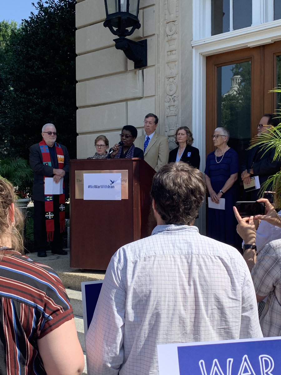SojoPeace's tweet photo. We pray that our government would step back from acts of war in this crisis - Dr. Barbara Williams-Skinner #NoWarWithIran https://t.co/bGHNZqIiML