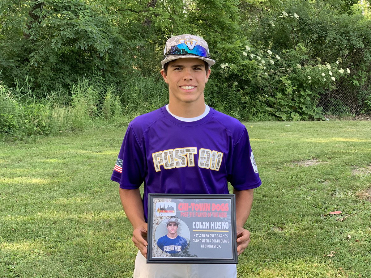 Post911Baseball's tweet photo. Congrats Colin (@ColinHusko ) on being named @chi_town_dogs Post 911 Player of the Week! #WellDoneBulldog #BulldogLEGION #LegionBALL Enjoy your gift card!! @BulldogLife_WHS @GOWHS_StudSec @GOWHS_Baseball https://t.co/QSFesz1i3J