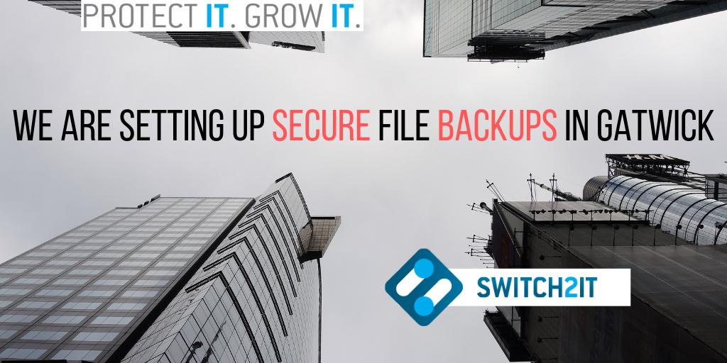 Switch2IT's tweet image. We are busy in #Gatwick setting up secure #FileBackups. 

Make sure your business&apos; #data is backed up securely. Give us a call today on 0800 083 3416 to find out how we can help.