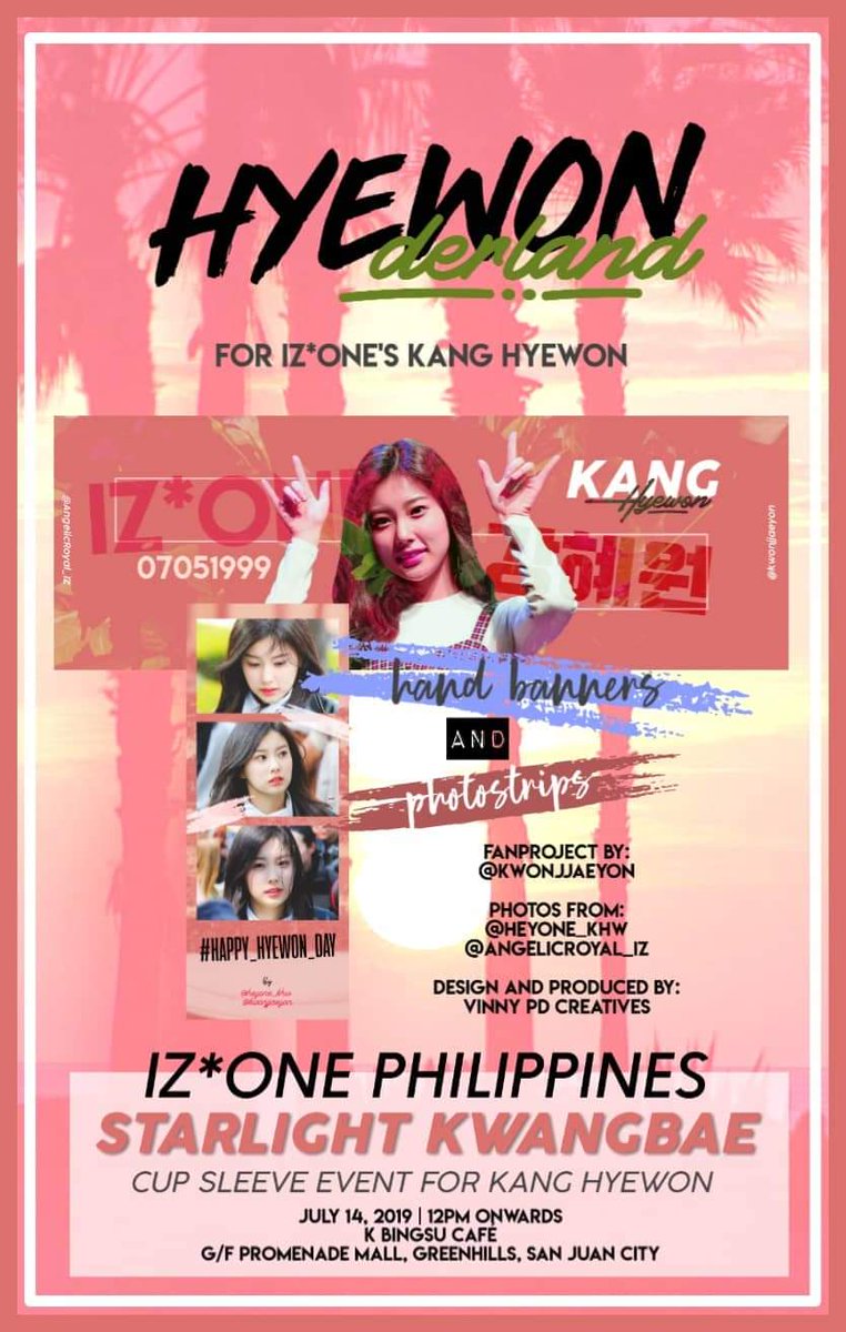 kwonjjaeyon's tweet photo. I'll be distributing birthday banners & photostrips for FREE at the Starlight Kwangbae cup sleeve event on July 14.
See you fellow wiz*ones! 💕
Special thanks to @heyone_khw & @AngelicRoyal_IZ for the Hyewon photos ❤ https://t.co/zCJ5GhqSYj