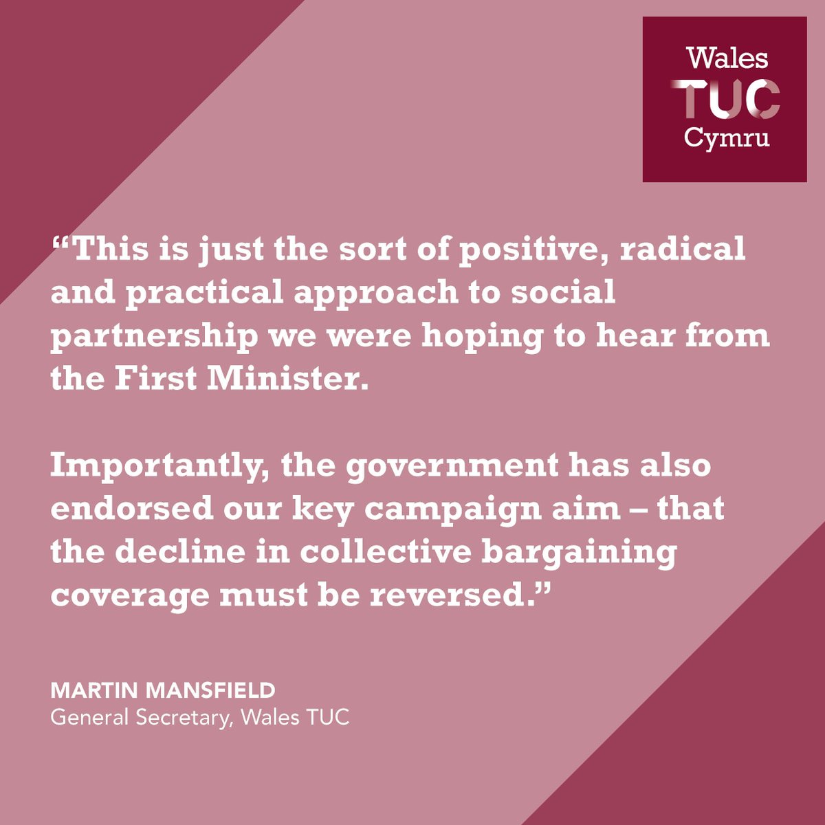 TUCCymru's tweet photo. We welcome @fmwales Mark Drakeford’s statement on strengthening #socialpartnership and creating a #FairWork Nation.
Read more: https://t.co/X7unTzCA9A https://t.co/1FPhBGHPPp