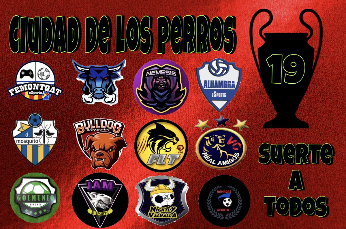 Hoy comienza nuestro primer torneo organizado con mucho esfuerzo! 
<a href="/MontgateSports/">MontgateSports</a> 
@Alhambraesp 
@NEMESISFCeSport 
<a href="/jam_esports/">Onibi eSports CP</a> 
<a href="/GolmunioeSports/">Golmunio e-Sports 🎮</a> 
<a href="/CdMosquito/">CD Mosquito eSports 💛💙</a> 
<a href="/RealAmigosVC/">Real Amigos VC</a> 
@EsportsBulldog 
<a href="/NightlyValhalla/">Nightly Valhalla</a> 
<a href="/NOMADASESPORT1/">Nomadas Sports</a> 
<a href="/STN_eSport/">STN e-Sport</a> 
@FreelynxT 

Hoy a las 23h 23:30h 00h