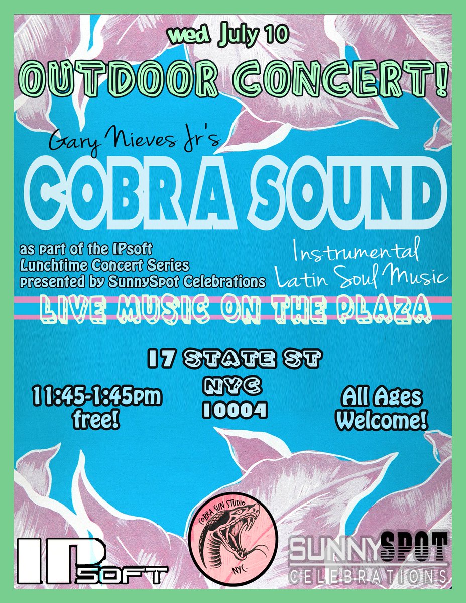 garynievesjr's tweet photo. Tomorrow afternoon I introduce #NYC to my new original musical project #COBRASOUND 🎶🎵 come out its gonna be fun. And then I’ll still be hosting #TheSauce open jam in Staten Island later that evening. Full day of music! #GLNJR https://t.co/EWheXfZGp7