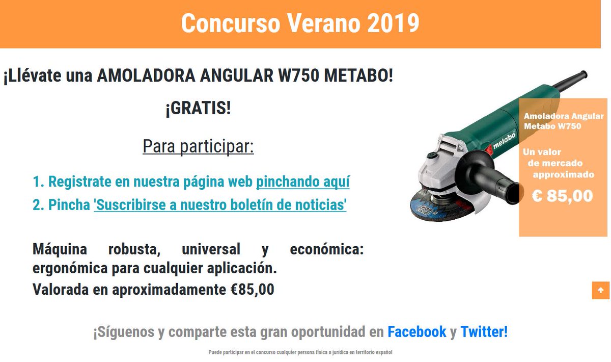 😎 ¡Ya va quedando menos para que termine el concurso!

Simplemente:
1. Registrate como cliente y subscríbete a nuestro boletín

💥Y participa por una Amoladora Angular Gratis💥

Entra a zimatools.com/content/25-con…

🔄Te invitamos a compartir de esta oportunidad con todos tus amigos!