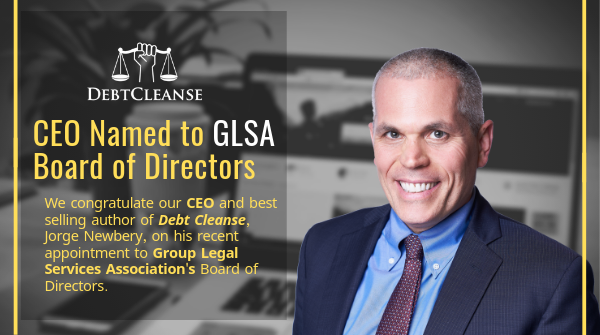 DebtCleanse's tweet photo. We are excited that @JorgePNewbery and @GLSAOrg will help provide all Americans with equal access to justice. #legalservices #legalcollaboration https://t.co/g7D6pjN9y7