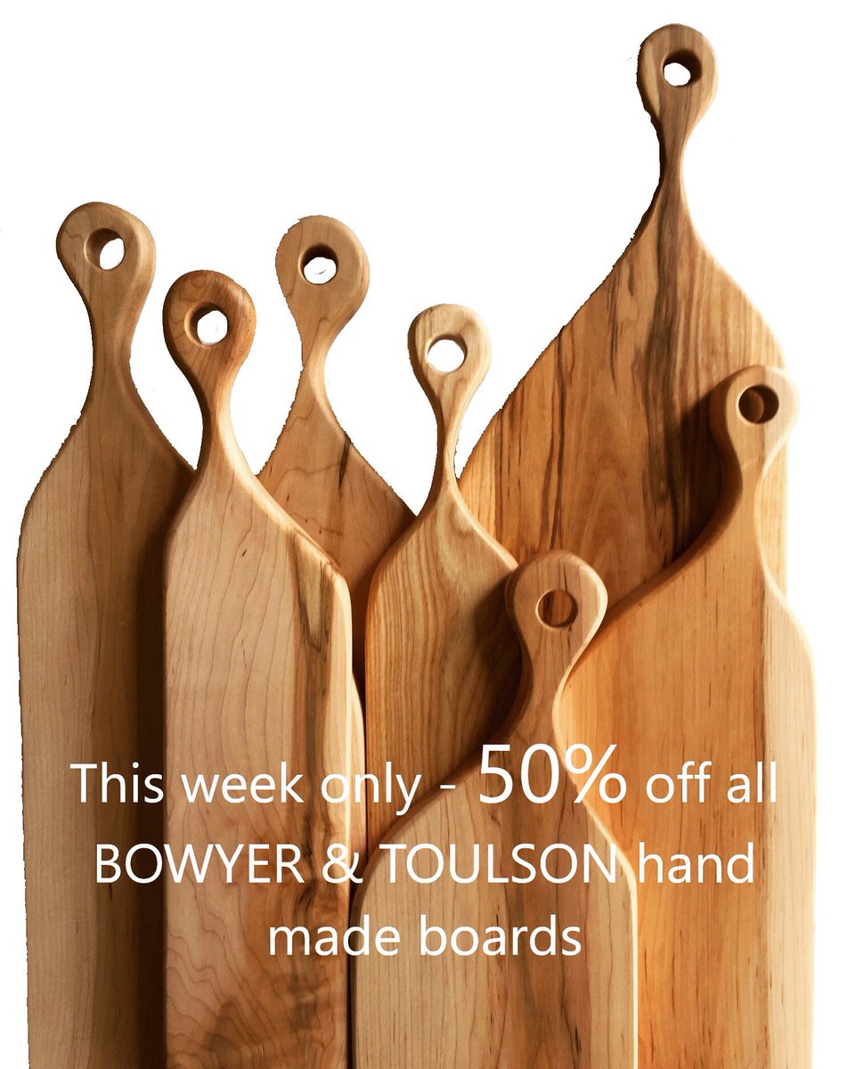 This week only. 50% off all hand made BOWYER &amp; TOULSON #charcuterie and chopping boards. Every peice comes with the provenance of the urban tree we repurposed. bowyerandtoulson.com #curated #bowyerandtoulson