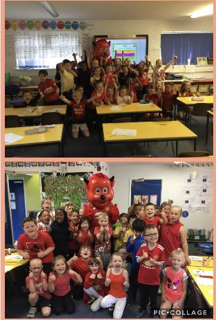 ButtonLane_'s tweet image. What a great surprise! We loved meeting Fred the Red on our Manchester United Red funday! #Year2 #2NT #2AW