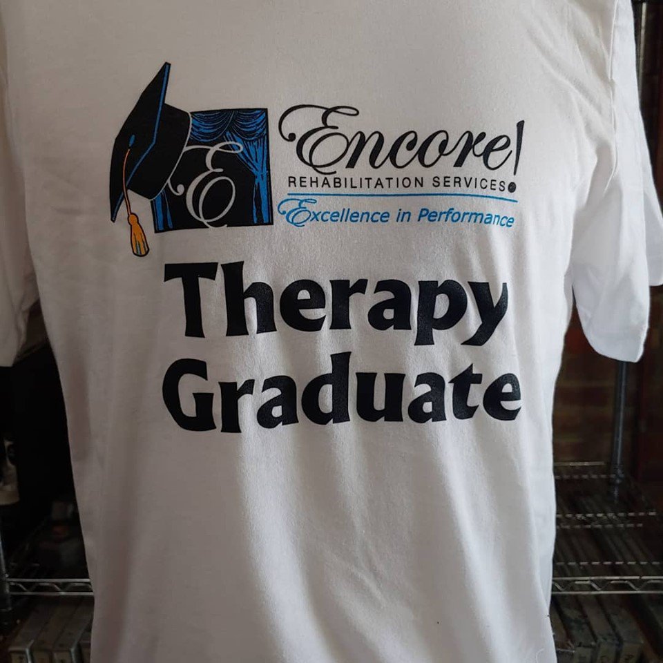 EncoreRehab's tweet photo. We just had some shirts printed up and can't wait to give them out to 'Our Graduates'!
#EncoreRehab #ERSLife #TherapyGraduate https://t.co/mYrQdpWXY5
