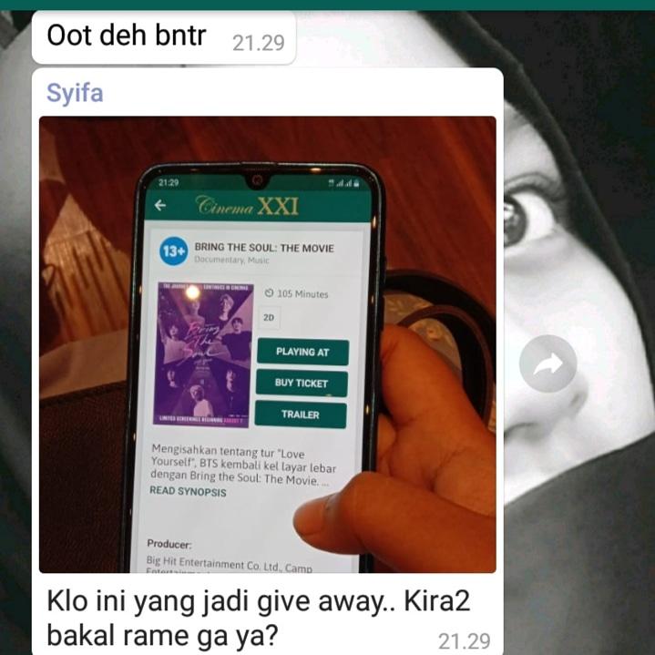 MTM_Club's tweet photo. Siapa yang berharap nonton bring the soul bts nih? 
Gmna bakal kesampean ga kira kira? 

Jadi menurut kalian gimana kalo muda tajir melintir bakal ngadain give away nonton bareng di bioskop bring the seoul? Kira" rame ga ya?
https://t.co/TP226daRO1
Langsung cek ig aja
#BTS  #ARMY https://t.co/TYYcMzSxiT