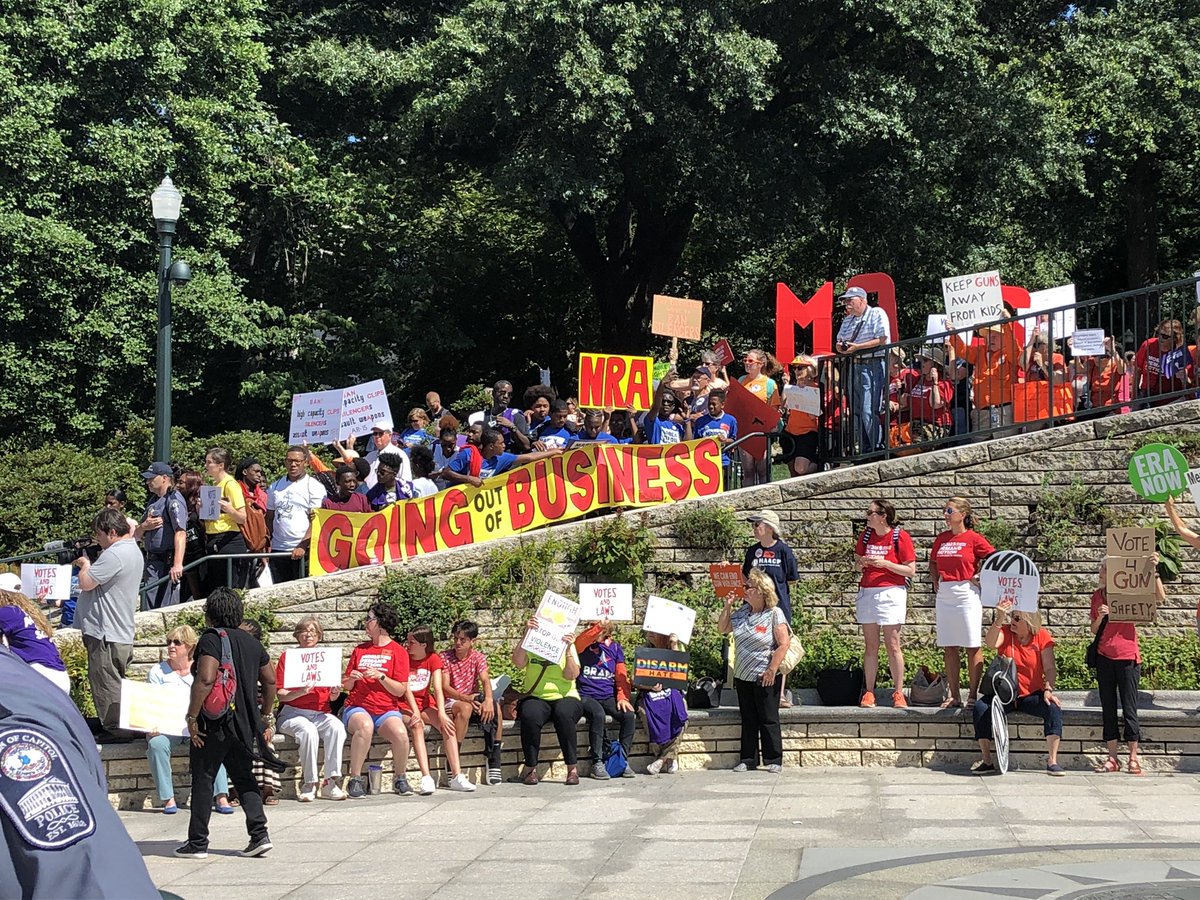 EPDemandsGVP's tweet photo. Outside the Virginia State Capitol. Best cheer of the rally: “You vote today, we vote in November!” and best sign @MomsDemand #VoteAndLaws #ExpectUs #VALeg https://t.co/c088AMC9La