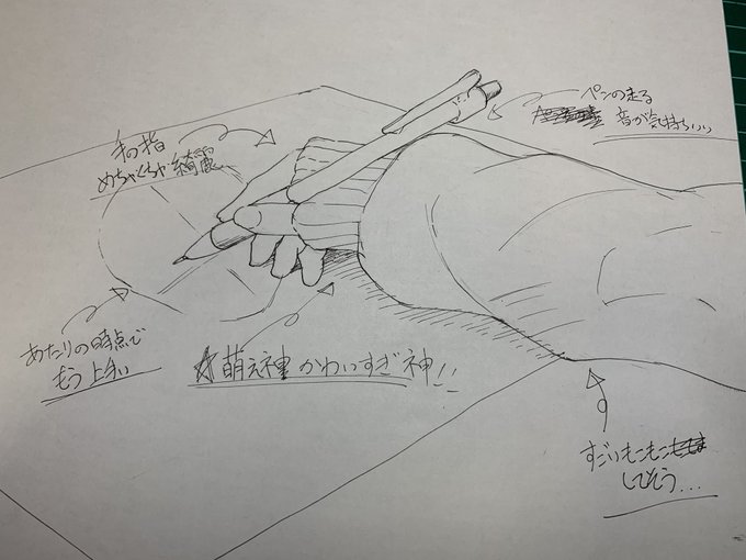 これわかるかなー

Twitterでときどき流れてる女性絵師のメイキング動画で

手が汚れないようにする方法 