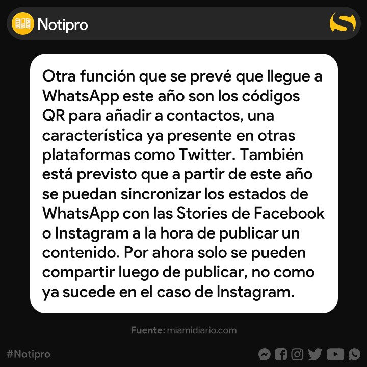 _solupro's tweet photo. Conoce las nuevas funciones que nos traerá WhatsApp este año. #Notipro #Solupro #Noticia #actualizaciones #actualizacion #whatsapp #message #software #ui #ux #interfaz #darkmode #modooscuro #mododenoche #qr #LectorDeCodigo #codigo #android #ios #app #apps #store #beta https://t.co/dLkKQ1nN8L