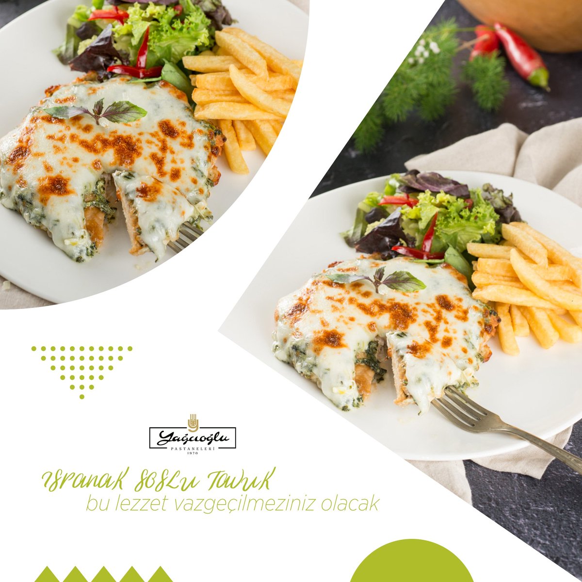 ✔️Üzerinde bol kaşarı, altında marine edilmiş ıspanak ve çıtır çıtır tavuk ile ıspanak soslu tavuğumuz vazgeçilmeziniz olacak🍃😋 #YağcıoğluPastaneleri #istanbul #lezzet

instagram.com/yagcioglupasta…