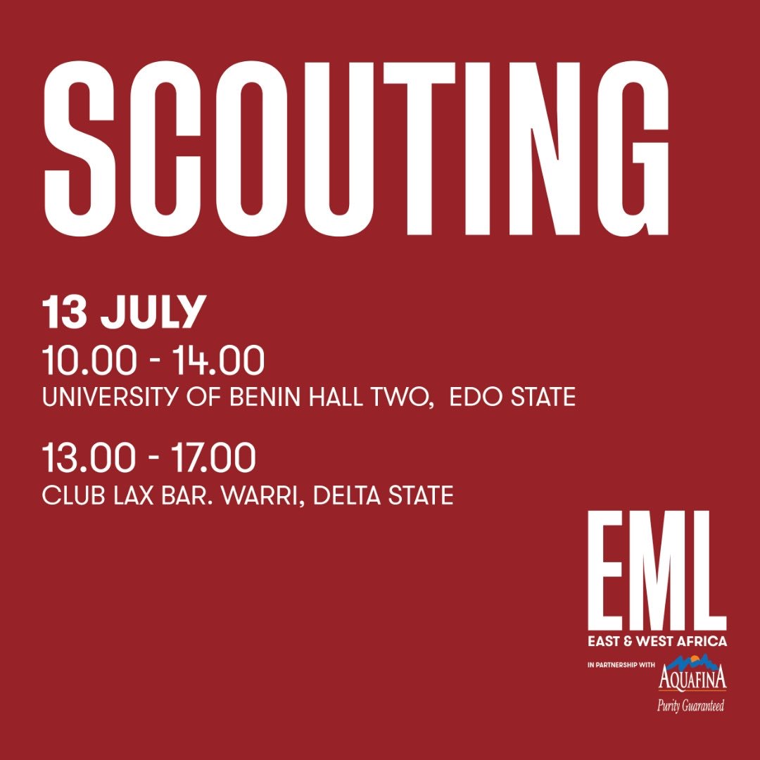 elite_NG's tweet photo. Spot our scouts at this locations on the 13th of July. We can’t wait to discover New Faces.
#tellafriendtotellafriend 
#emlscouting
#bediscovered https://t.co/IxULmld3OK
