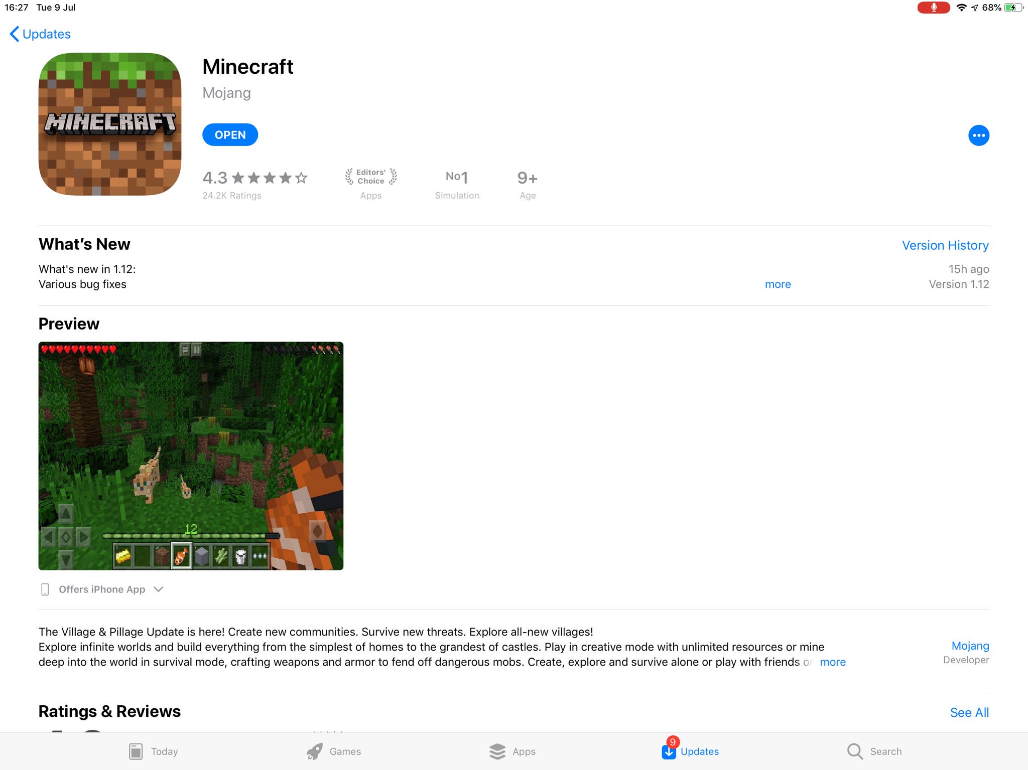 Minecraft na App Store