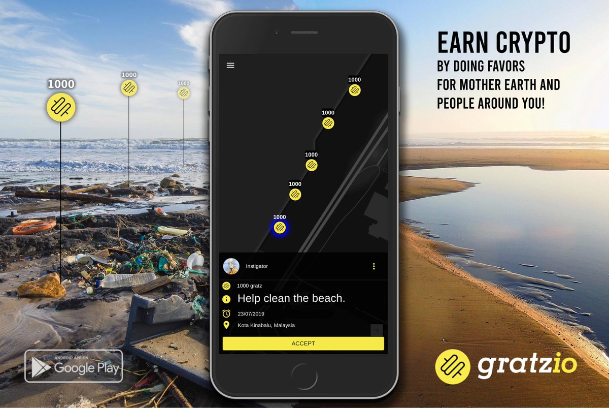 Download the Gratzio #dApp and get paid in #cryptocurrency for doing the world's most important tasks, afterward use your earned #gratz tokens to get anything, anywhere at anytime! play.google.com/store/apps/det… #cleanbeaches #SaveOcean #environmental #blockchain #earncrypto #Crypto