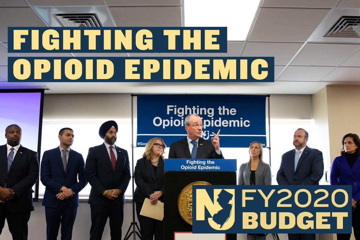 GovMurphy's tweet photo. Last year, over 3,000 people died from overdoses across New Jersey. Our Fiscal Year 2020 budget commits $100 million for the second straight year to combatting the opioid epidemic through strategic and evidence-based prevention, treatment and recovery programs. https://t.co/1Oz1o4NzRf