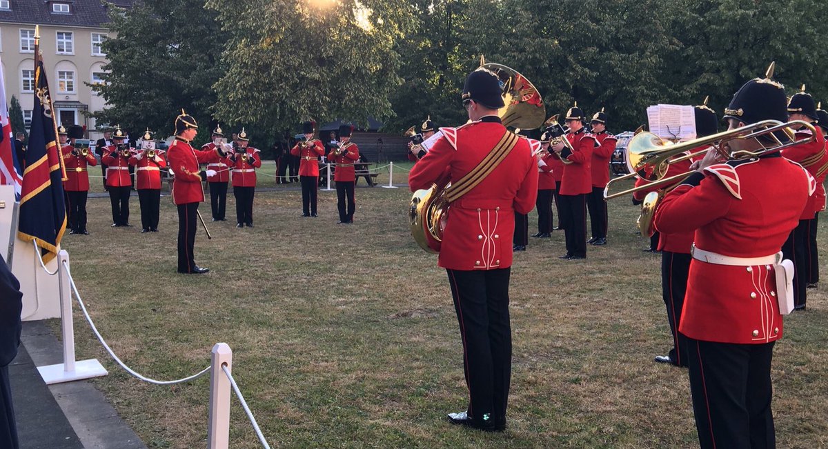 Excellent reception with <a href="/3ArmdCSBnREME/">3 REME</a> this evening. Sadly this was the last performance of Prince of Wales Divison Band as a full band - they were simply outstanding and what a way to go out. Lovely touch playing the Paderborn song. What a perfect evening <a href="/Corpsarmymusic/">British Army Music</a>