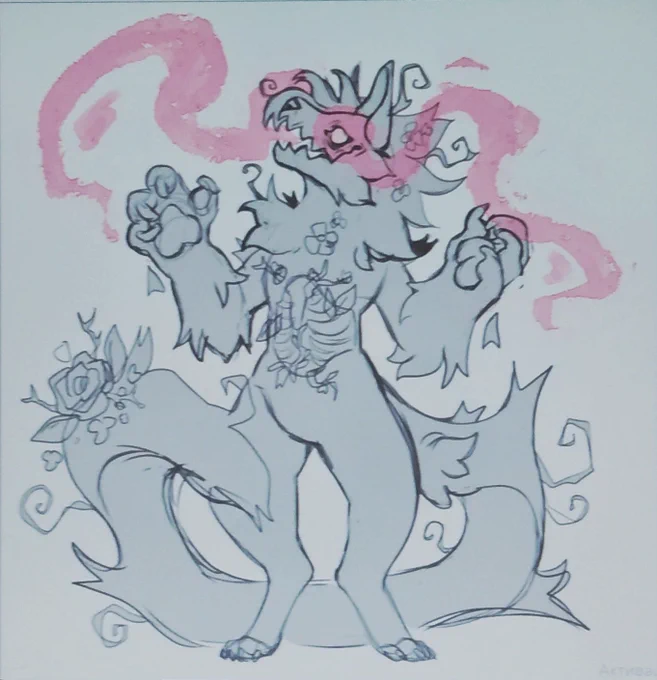 WIP new commission + quick sketches of my new character for the setting (decided to make him a ✨priiiiiince✨ and settle in the tribe of Fire Aztec)
Character's design author - spicysoup (FA) 