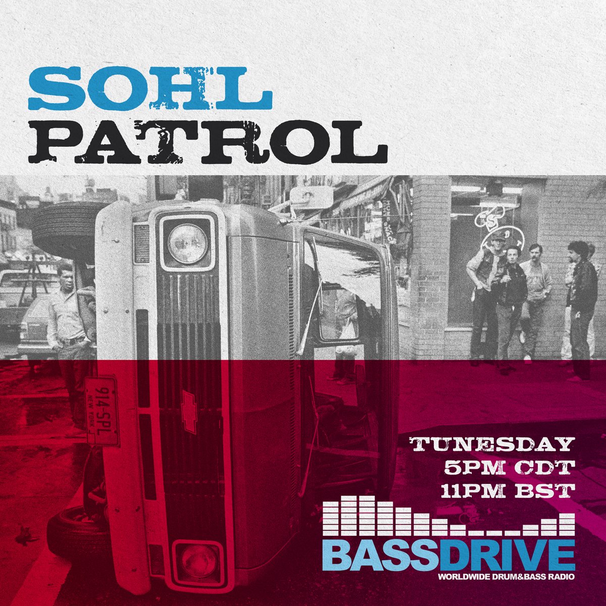stevesohl's tweet photo. Say oops upside ya head...Time for another LIVE episode of SOHL PATROL hosted by myself on @bassdrive Tuesday 6-8pm EDT 11pm-1am BST #bassdrive #dnb #drumandbass #dnbfamily #nyjunglist #vodkavibes #bassssssment #tunesday #sohlman #sohlpatrol #dontdrivelikeme #flipthatscript https://t.co/zRvxKb6NIt