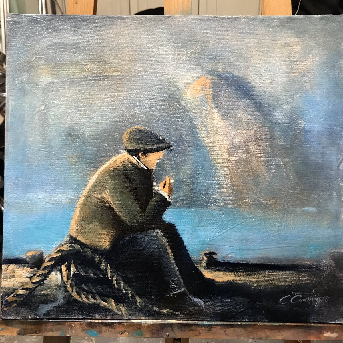 christophe_art's tweet photo. Finally got round to starting some new ‘Shipyard’ paintings. Now I’m humming @TheLakePoets tune as I sketch some more 😂 https://t.co/uxrW5uWRKW
