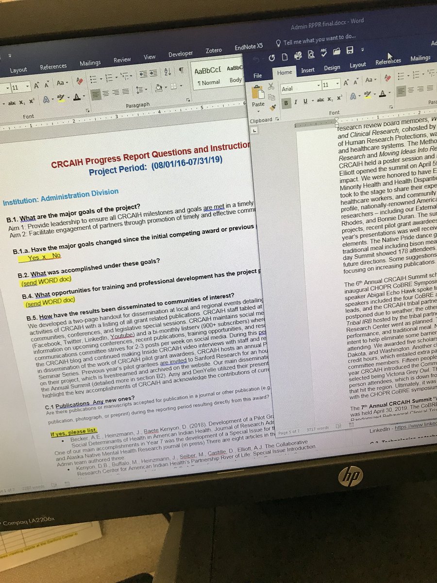 CRCAIH's tweet photo. Working on the closeout report for NIH. Lots of good stuff in here from the past 3 years. https://t.co/qFhTTEnOct