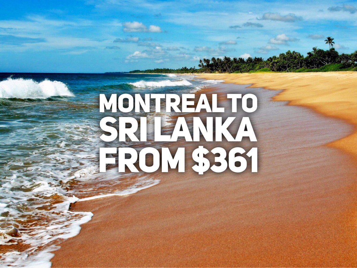CheapFlightGuy's tweet photo. #CheapFlightGuy #DailyDeal - #Montreal to #Colombo #SriLanka from $361 ($473 CAD) round trip

See https://t.co/Vs4SgxnmFe for details

#CheapFlights #TravelDeals #YUL #CMB https://t.co/KcHaZAOBIT