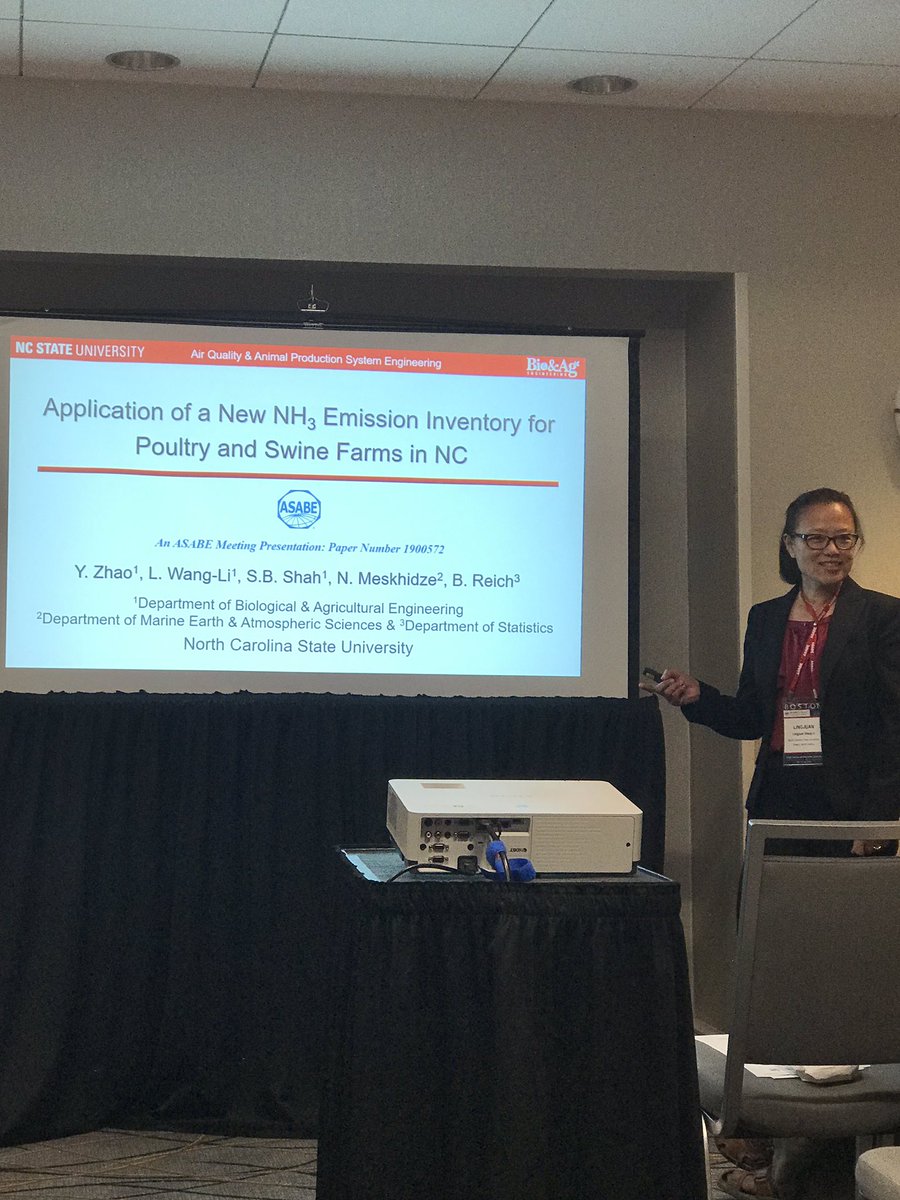 Suraiya68508365's tweet photo. Dr. Wang-Li is presenting at on behalf of her graduate student Yijia Zhao #ASABEAim19 #NCState_BAE https://t.co/dwzL8QxiJN