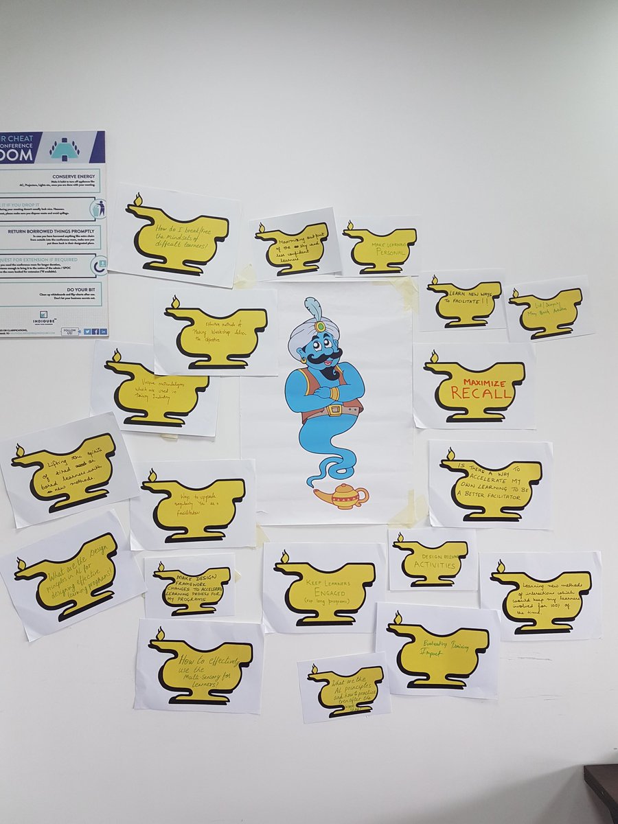 thelearninggym1's tweet photo. Our #AcceleratedLearning genie has some work during this week's Bangalore workshop #activatinglearningpotential #trainthetrainer #trainingdesign https://t.co/uU4ZdAums0
