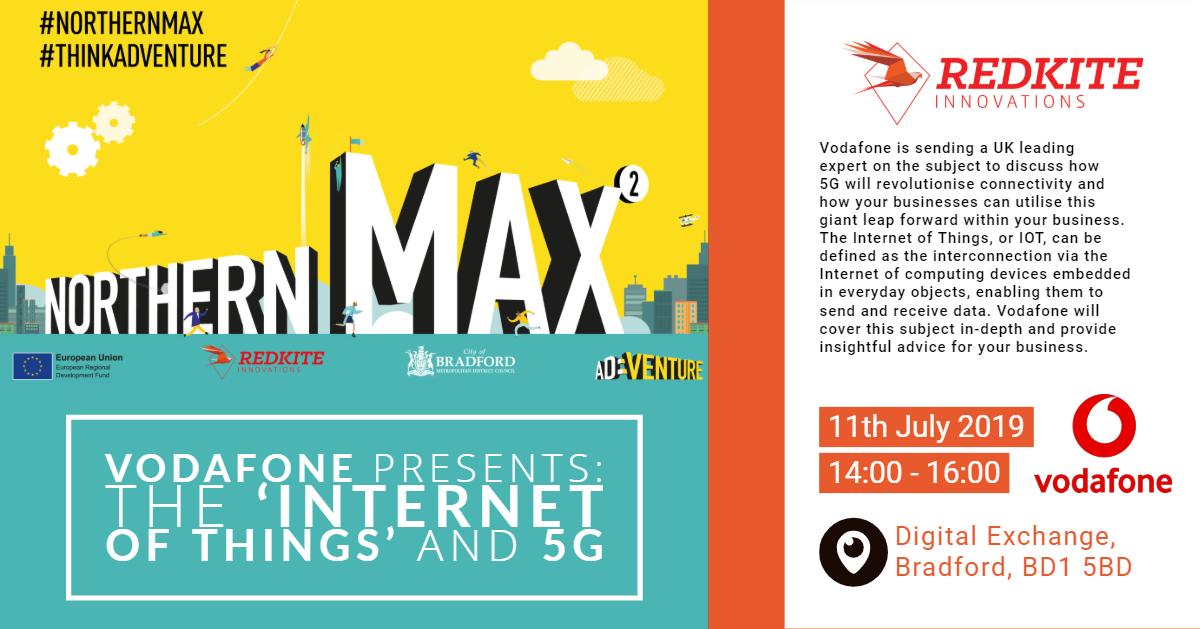 RedKiteinno's tweet photo. @VodafoneUK is sending an expert on 11/07 to talk to our #NorthernMax2 #digital #startups about the 'Internet of Things' &amp; the upcoming 5G revolution, register for your ticket @ https://t.co/qv2IpNZAkA 
@ADVENTURE_LCR @bradfordmdc #Leeds #Bradford #5G #IOT #business #accelerator https://t.co/sxxbfpquud