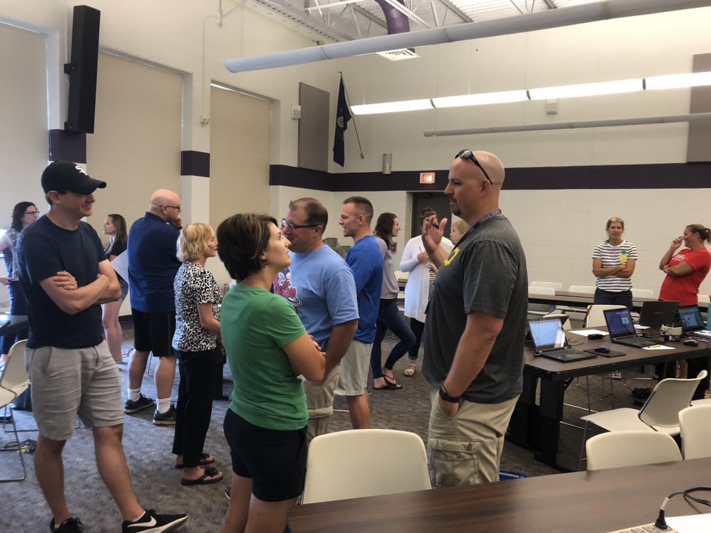 tbensing2's tweet photo. Great #FalconFlex sessions today! We looked at Gamification with @Schoology &amp; @OneNote and then connected #PowerofMoments with @DiscoveryEd #SOS. Next school year will be exciting for our students! https://t.co/k0aSc2DwJU