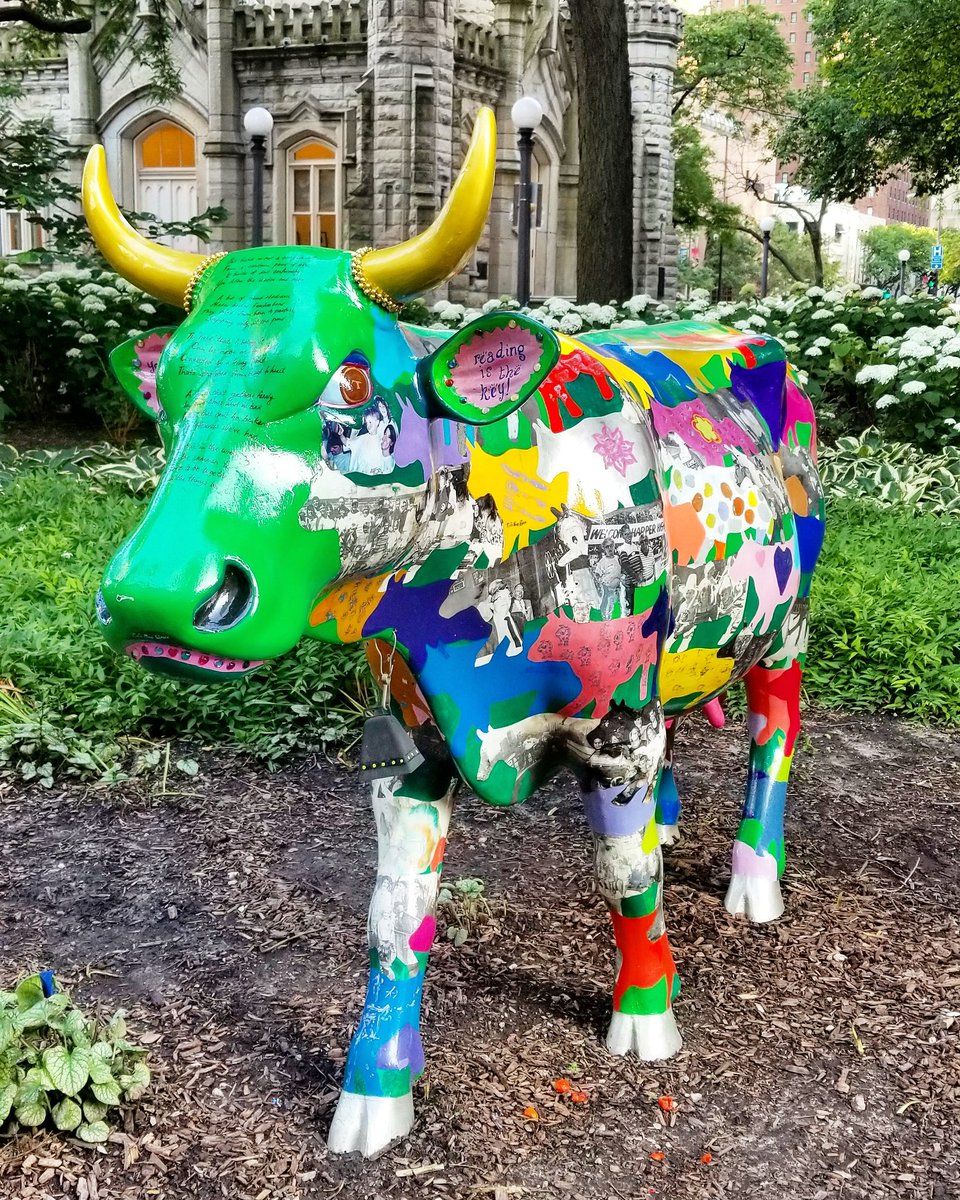 AskCHCA's tweet photo. 'Cows on Parade' is celebrating its 20th anniversary with a small collection of the original cows installed next to the Water Tower through the month of July. ππ
The cow pictured here is titled,
Herd Instinct, and was created by Kathy T. Fimreite. #AskCHCA https://t.co/P0rjBJySMT