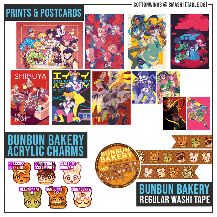 COTTONWINGS feat. @qosicart [D8] happening this #smashcon ✨ Here's the catalogue featuring the merch I'm bringing, see you this weekend! 