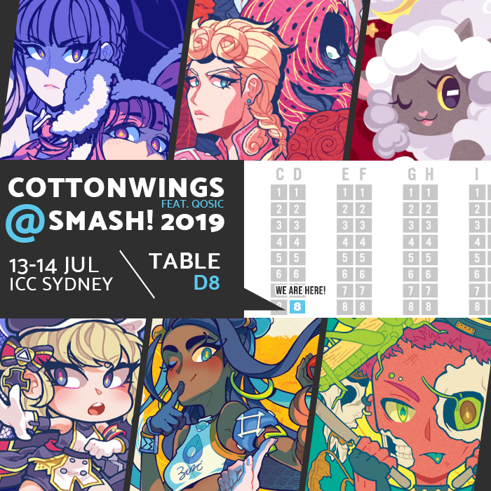 COTTONWINGS feat. @qosicart [D8] happening this #smashcon ✨ Here's the catalogue featuring the merch I'm bringing, see you this weekend! 