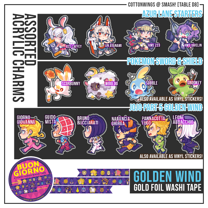 COTTONWINGS feat. @qosicart [D8] happening this #smashcon ✨ Here's the catalogue featuring the merch I'm bringing, see you this weekend! 