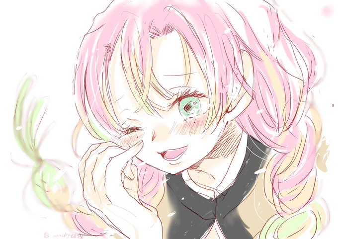 まなこ🦍さんがTwitterに投稿した甘露寺蜜璃(鬼滅の刃)のイラスト。