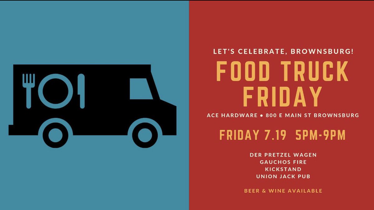 Friday July 19th 5-9pm
We are bringing the party to Brownsburg and this is gonna be epic!
Beer and wine too!
<a href="/unionjacktruck/">Union Jack Pub Truck</a> 
<a href="/derpretzelwagen/">Der Pretzel Wagen</a> <a href="/gauchosfire/">Gaucho's Fire</a> 
<a href="/TheKickstand1/">The Kickstand</a>