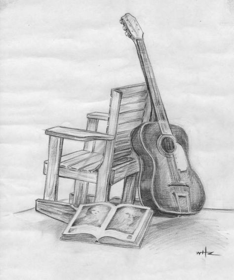 pencil drawing of a guitar