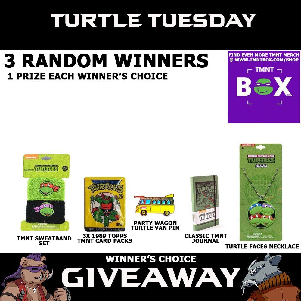TMNTBox's tweet image. Comment with the hashtag #TurtleTuesday for your chance to win. Winners choose from prizes shown. Winners will be chosen on July 16th, one winner from Facebook, Twitter &amp;amp; Instagram each. #tmntbox
A new TMNT Box will be shipping this week, subscribe now to get yours!
