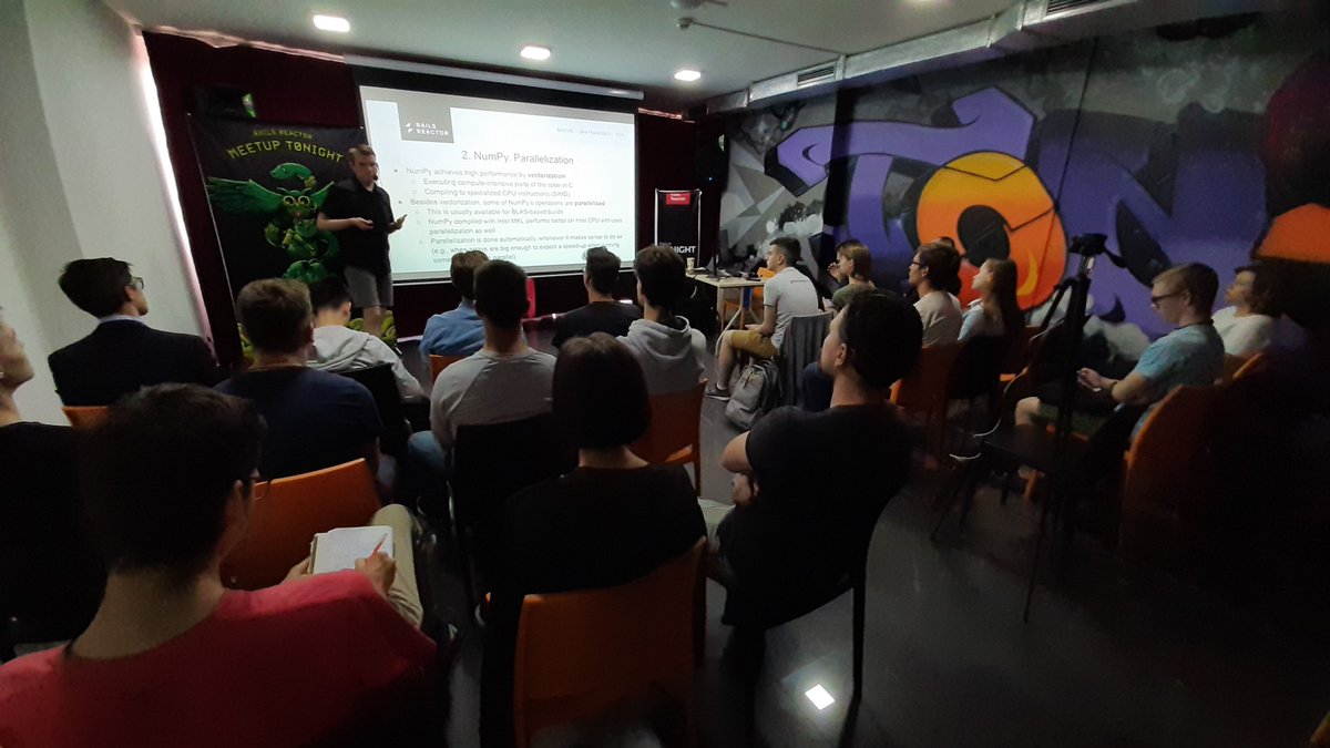 proxet_com's tweet photo. Dmitriy Tkachenko is talking about 'Scientific Python libraries. GPU. How ML frameworks work' at #RRMLSchool #RailsReactor https://t.co/KDIwF64tFZ
