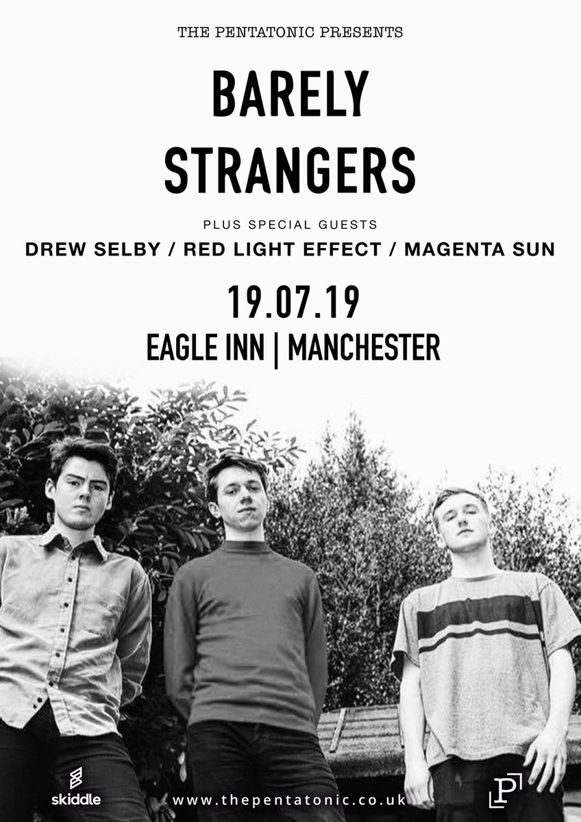 Delighted to have @drewselby_music @RLEUKOfficial and @magentasunband join @BarelyStranger at @EagleInnSalford on Friday 19th July! Don't miss tickets: wwwskiddle.com/e/13578488