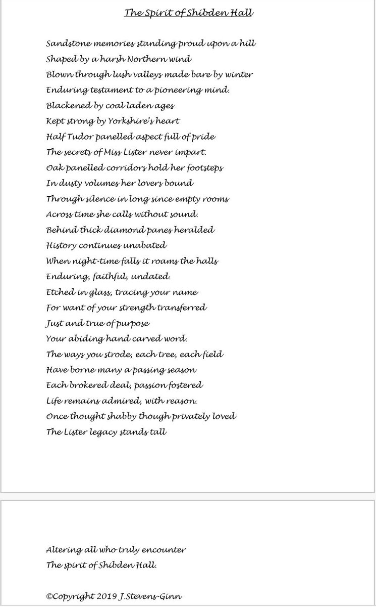 DennyRose64's tweet photo. Here is a piece I wrote after my visit to Shibden Hall. Being there had a remarkable effect on me so I hope you like it.
'The Spirit Of Shibden Hall'
@ShibdenHall @AnneChoma @spiceyw @OHooleyandTidow
#AnneLister #FindingAnne #GentlemanJack https://t.co/Y8TXGz0oRR