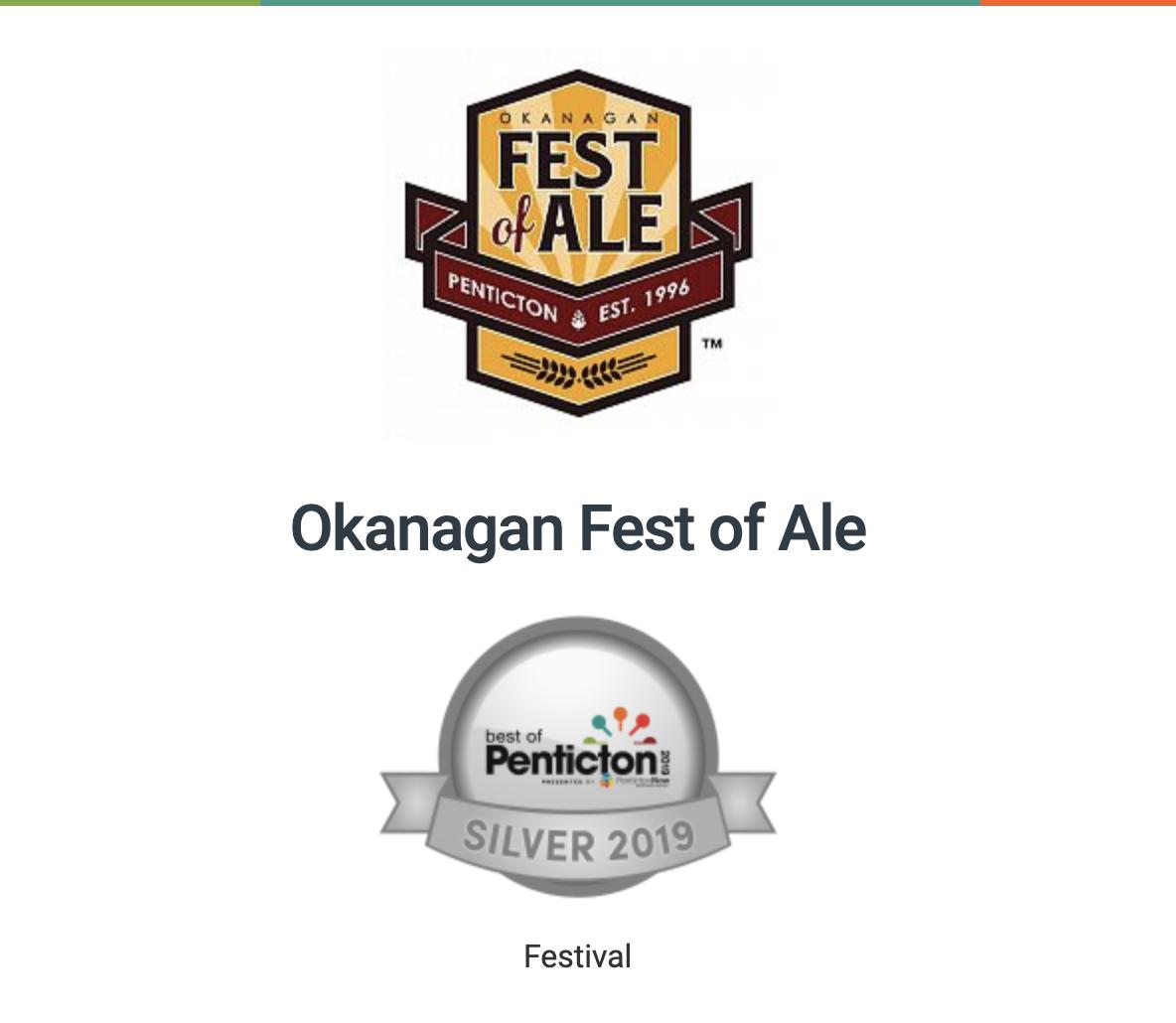 Okanagan Fest of Ale (@ofoas) on Twitter photo Thank you to all who voted #FestofAle as one of the top festivals in the #BestofPenticton 2019. Congrats to the many great festival, events, businesses and services that were nominated and to <a href="/PentictonNow/">PentictonNow</a> for hosting the awards
#bestfestival #ofoa #beerfestival #bcbeerfestival Thank you to all who voted #FestofAle as one of the top festivals in the #BestofPenticton 2019. Congrats to the many great festival, events, businesses and services that were nominated and to <a href="/PentictonNow/">PentictonNow</a> for hosting the awards
#bestfestival #ofoa #beerfestival #bcbeerfestival